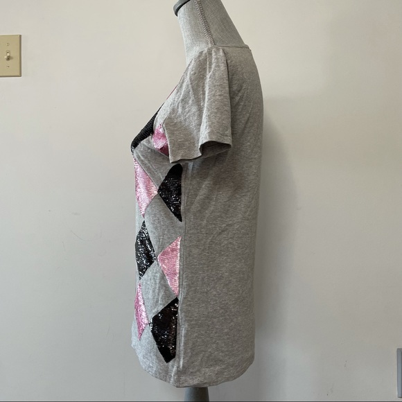 Sportmax by Maxmara t shirt sequin Argyle pattern grey - Picture 4 of 8